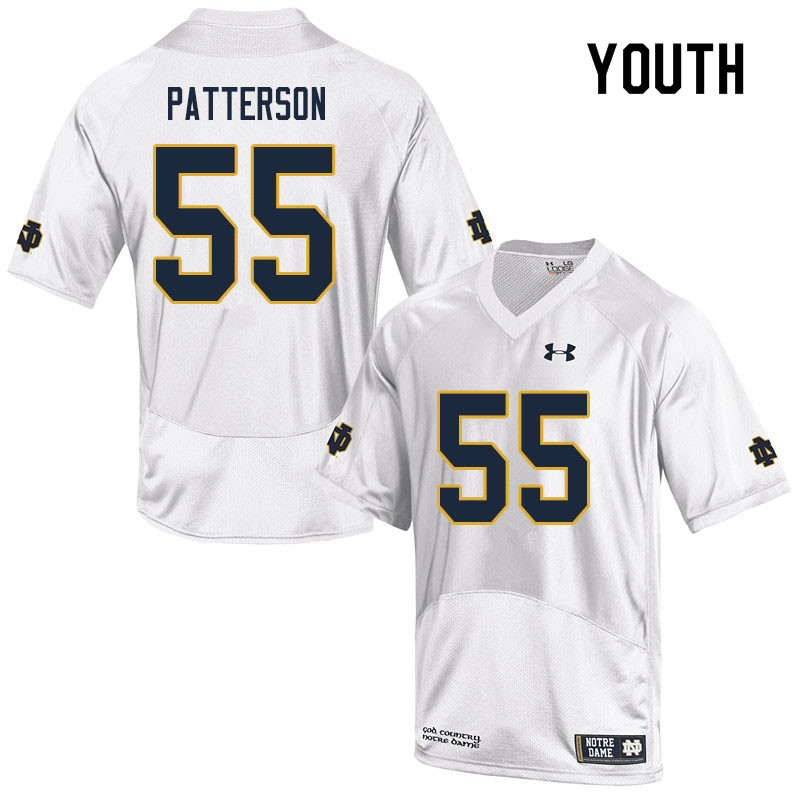 Youth #55 Jarrett Patterson Notre Dame Fighting Irish College Football Jerseys Sale-White